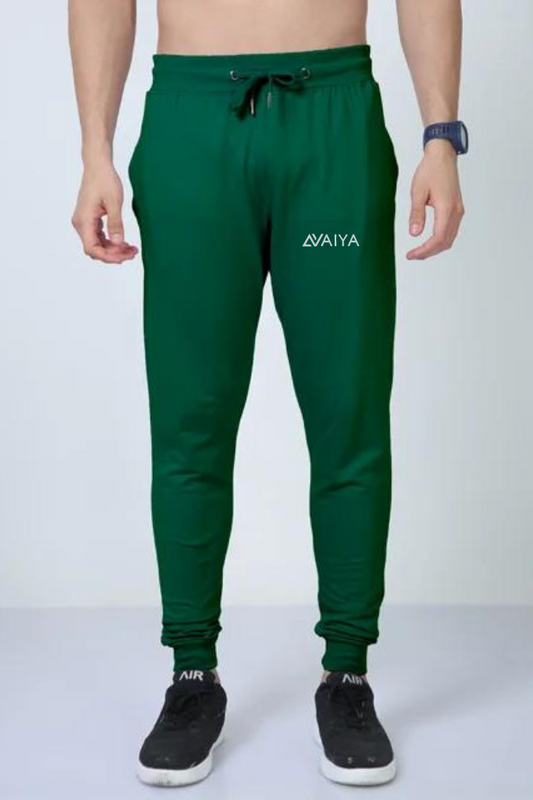 Pocket-Print Joggers in Organic Cotton | Man and Woman | Bottle Green - AvaiYa Clothing's