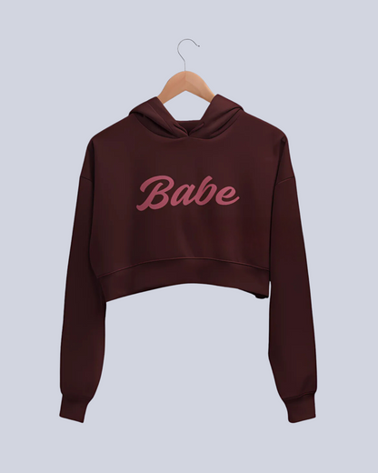 Babe | Women’s Crop Hoodie | Maroon