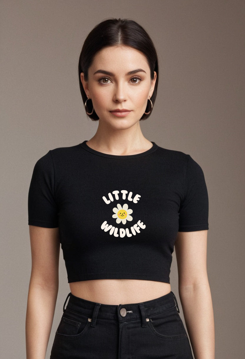 Little Wildlife | Women Crop Top | Black