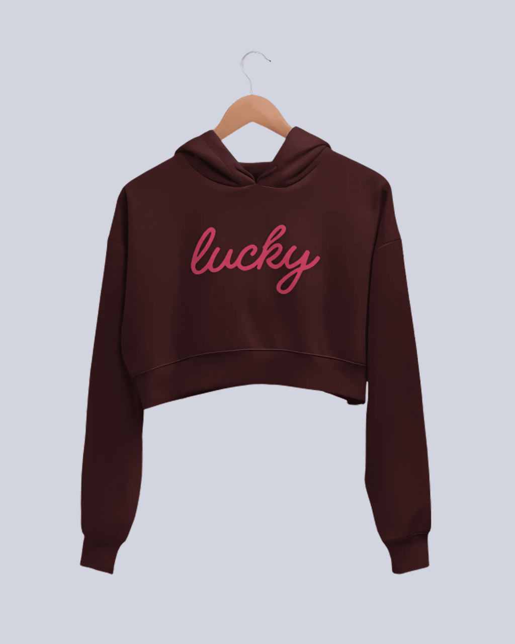 Lucky | Women’s Crop Hoodie | Maroon - Avaiya Clothings