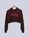 Lucky | Women’s Crop Hoodie | Maroon - Avaiya Clothings