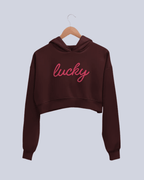 Lucky | Women’s Crop Hoodie | Maroon - Avaiya Clothings