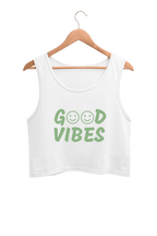 Good Vibes | Women’s Crop Tank | White - Avaiya Clothings