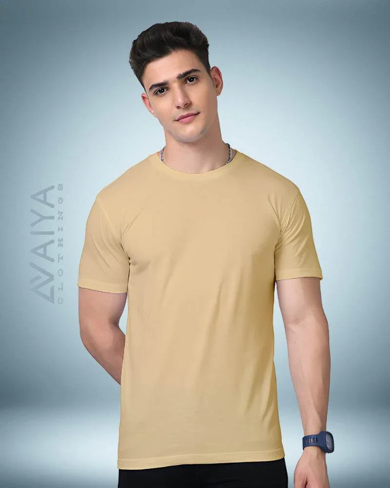 Supima Cotton T-Shirt for Men & Women | Beige - Avaiya Clothings
