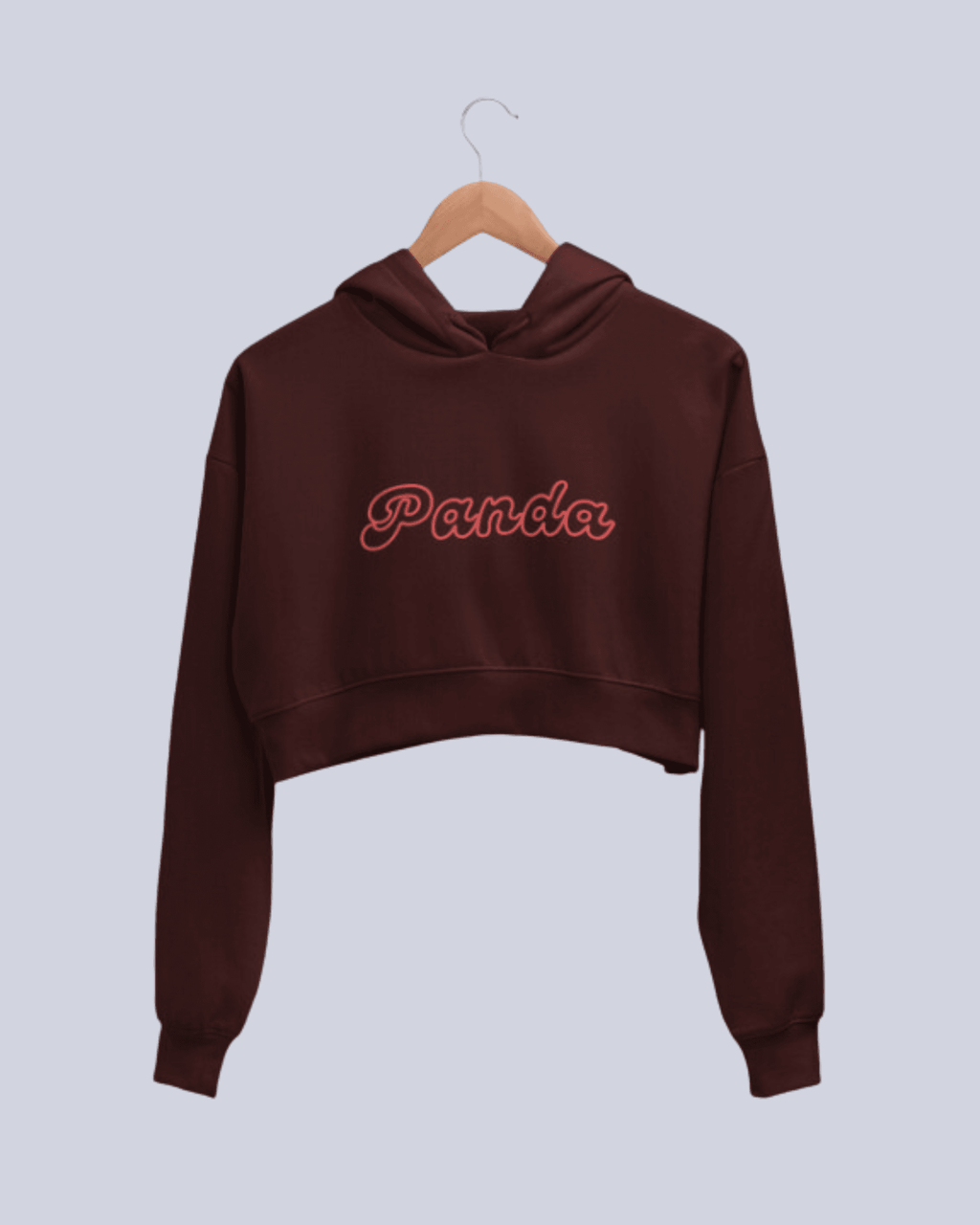 Panda | Women’s Crop Hoodie | Maroon - Avaiya Clothings