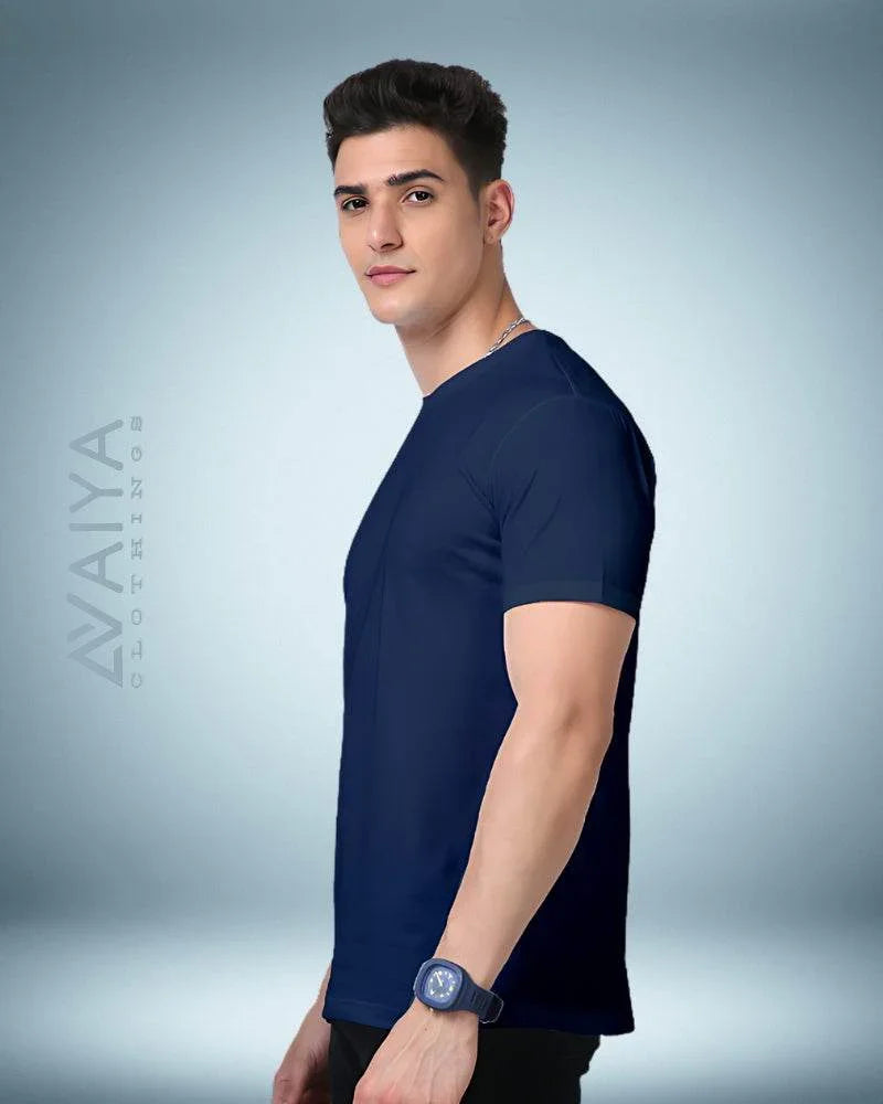 Supima Cotton T-Shirt for Men & Women | Navy Blue - Avaiya Clothings