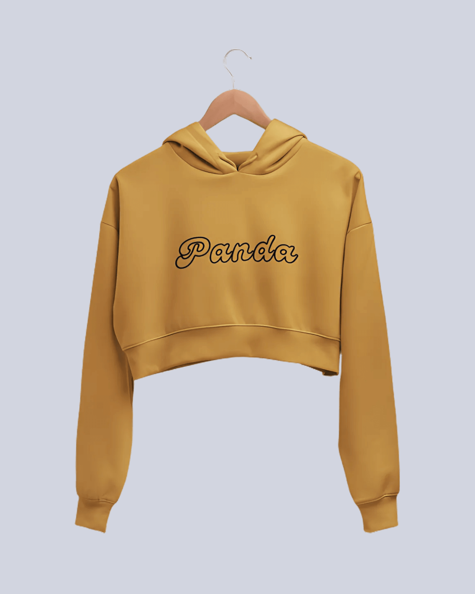 Panda | Women’s Crop Hoodie | Mustard Yellow - Avaiya Clothings