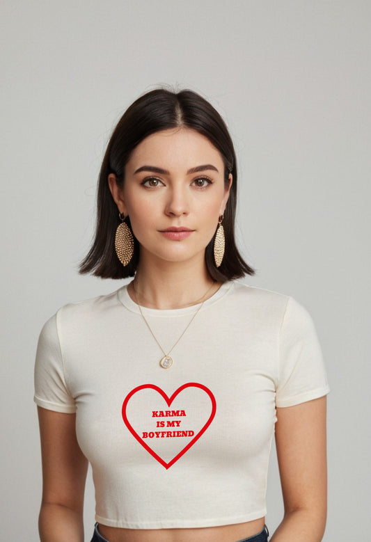 Karma Is My Boyfriend | Women Crop Top | White