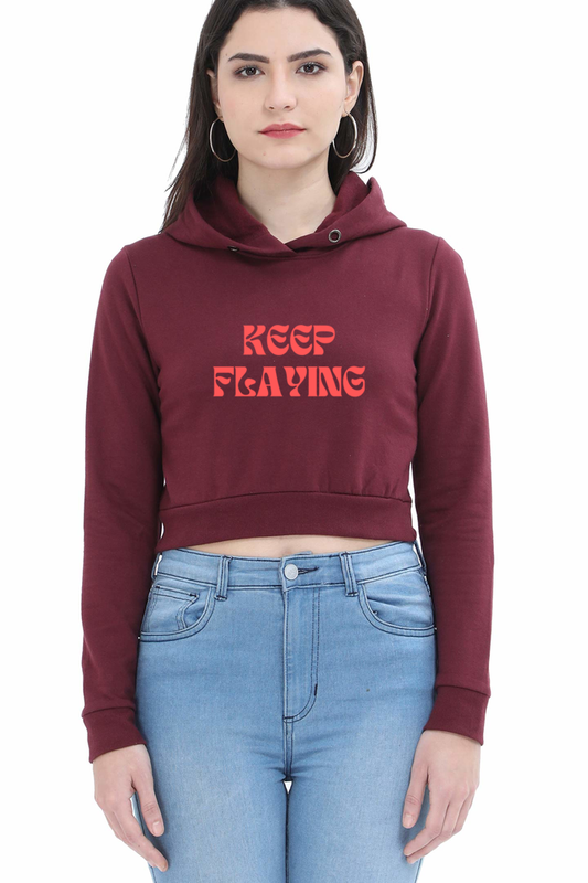 Keep Flying | Women’s Crop Hoodie | Maroon - AvaiYa Clothing's