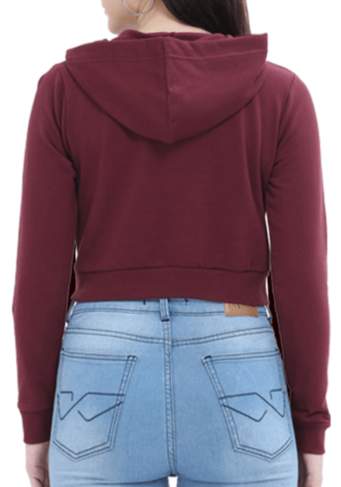 Panda | Women’s Crop Hoodie | Maroon - Avaiya Clothings