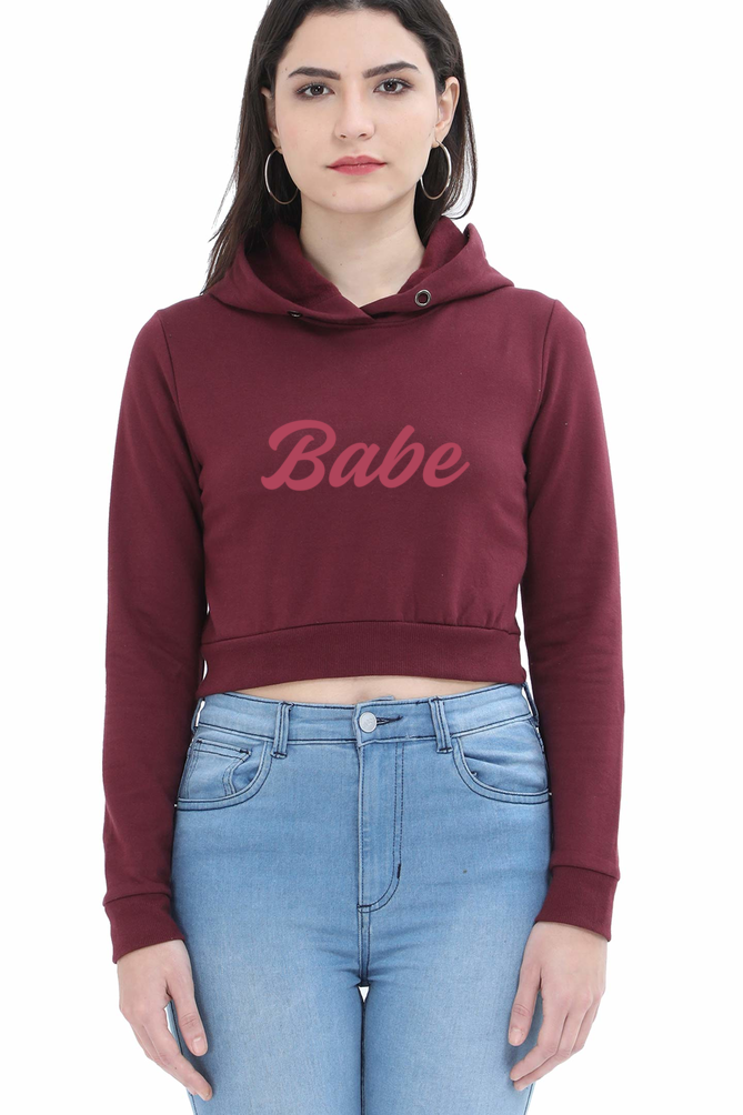 Babe | Women’s Crop Hoodie | Maroon