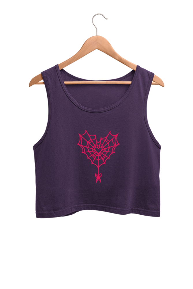 Heart Spider Web | Women’s Crop Tank | Purple - AvaiYa Clothing's