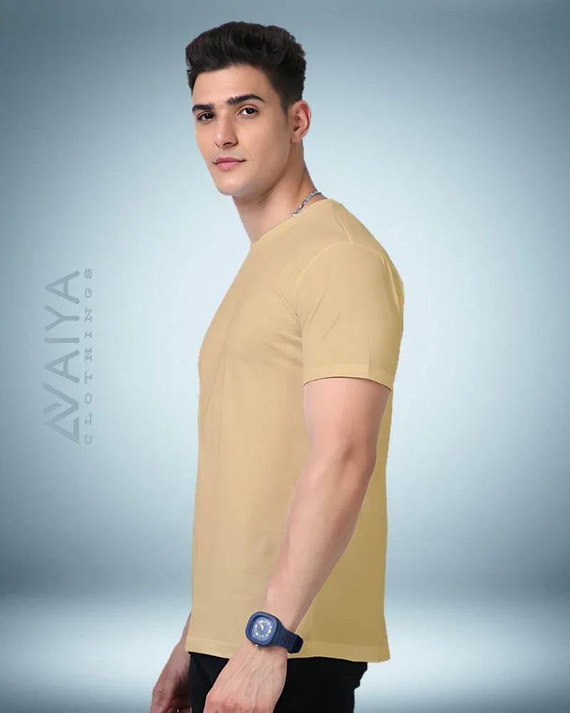 Supima Cotton T-Shirt for Men & Women | Beige - Avaiya Clothings