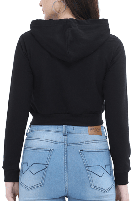 Babe | Women’s Crop Hoodie | Black - Avaiya Clothings