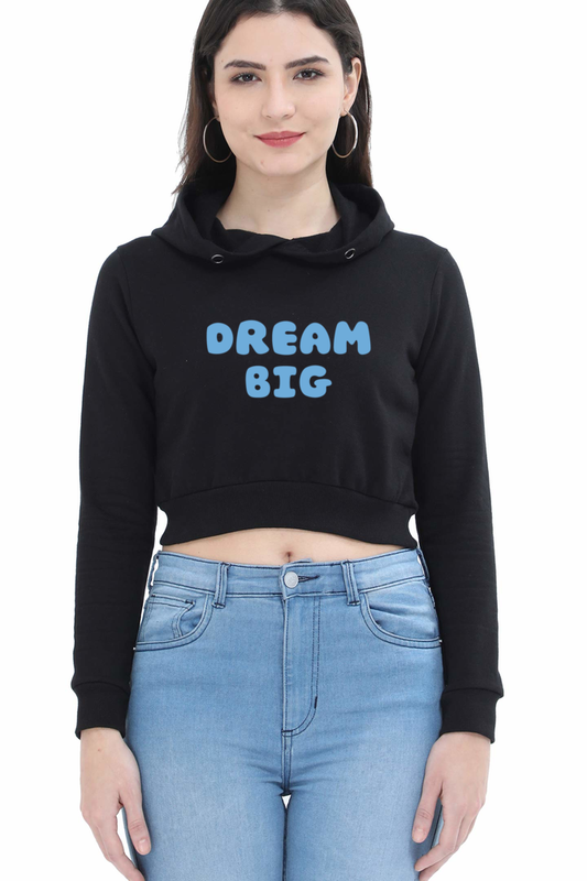Dream Big | Women’s Crop Hoodie | Black - AvaiYa Clothing's