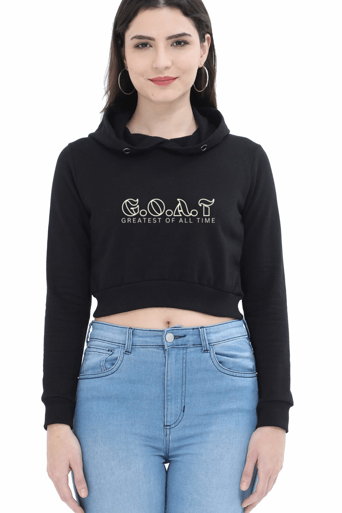 G.O.A.T. | Women’s Crop Hoodie | Black - Avaiya Clothings