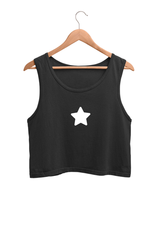 Star | Women’s Crop Tank | Black - AvaiYa Clothing's