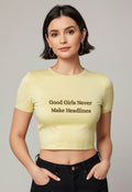 Good Girl | Women Crop Top | Beige - Avaiya Clothings