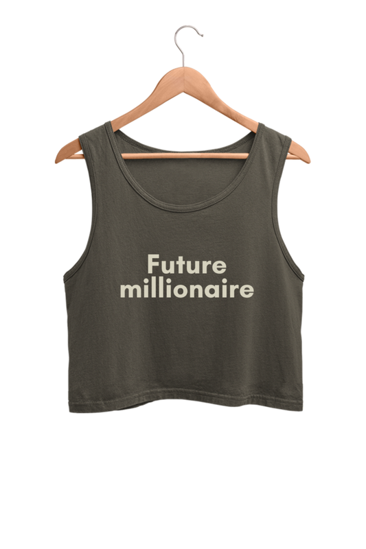 Future Millionaire | Women’s Crop Tank | Olive Green - AvaiYa Clothing's
