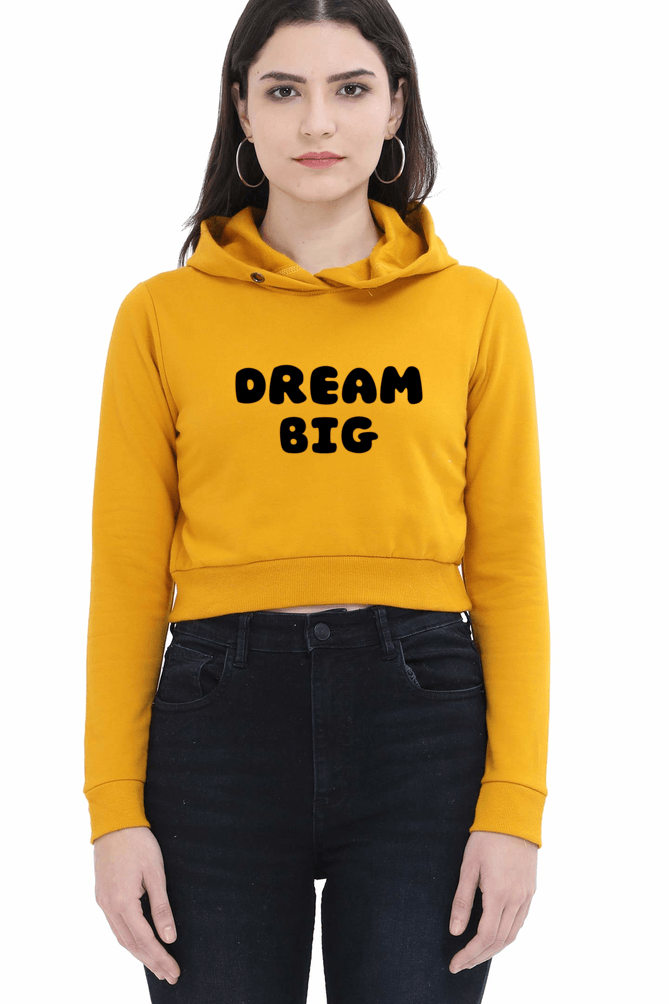 Dream Big | Women’s Crop Hoodie | Mustard Yellow - Avaiya Clothings
