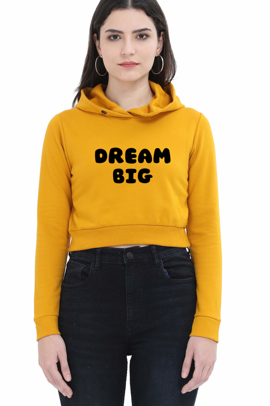 Dream Big | Women’s Crop Hoodie | Mustard Yellow - AvaiYa Clothing's