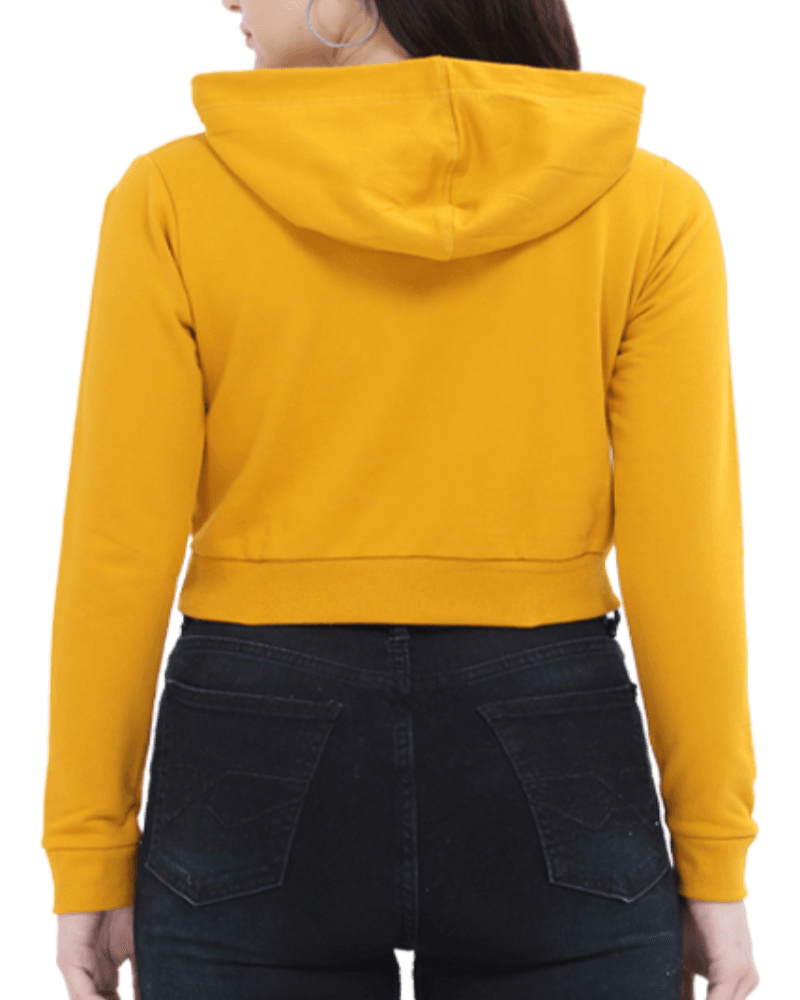 Panda | Women’s Crop Hoodie | Mustard Yellow - Avaiya Clothings