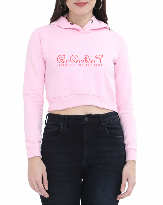 G.O.A.T. | Women’s Crop Hoodie | Light Baby Pink - AvaiYa Clothing's