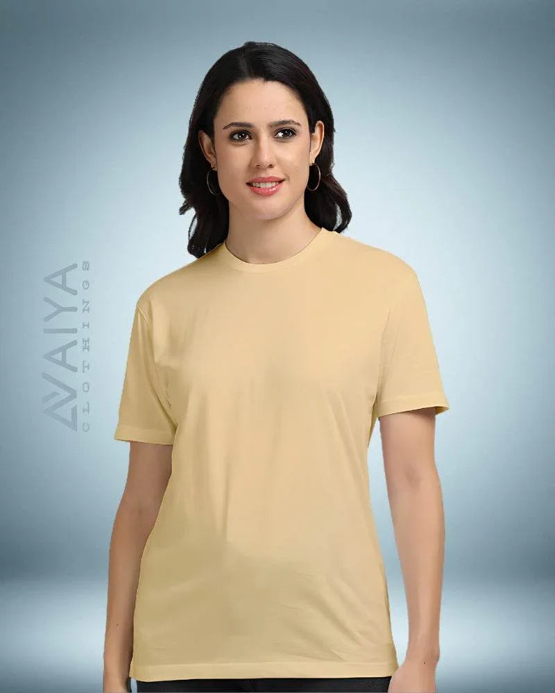 Supima Cotton T-Shirt for Men & Women | Beige - Avaiya Clothings