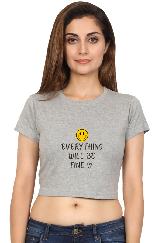 Everything will Be Fine | Women Crop Top | Grey Melange - AvaiYa Clothing's