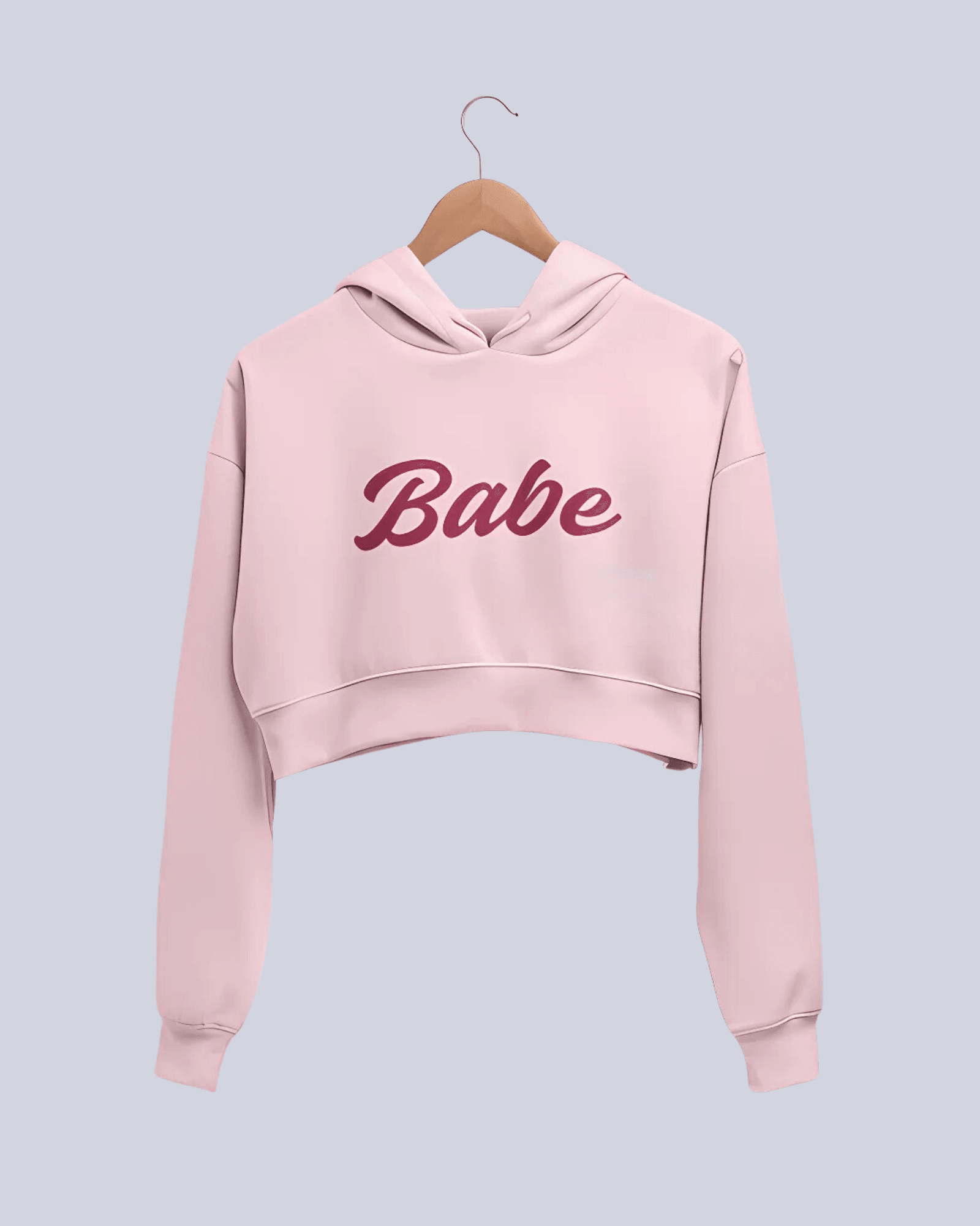 Babe | Women’s Crop Hoodie | Light Baby Pink - Avaiya Clothings