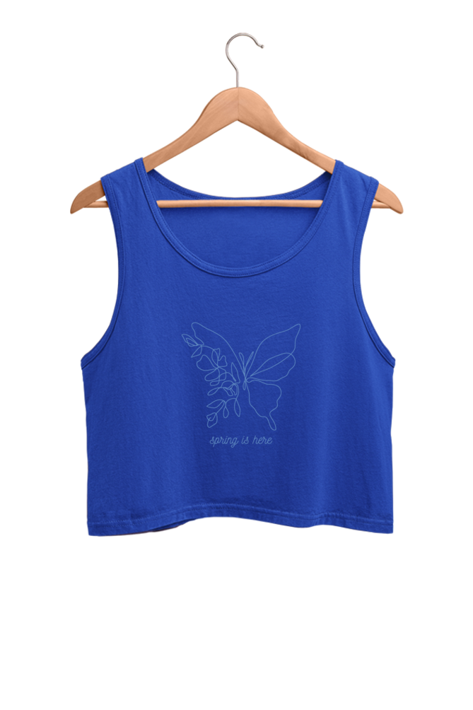 Spring is Here | Women’s Crop Tank | Royal Blue