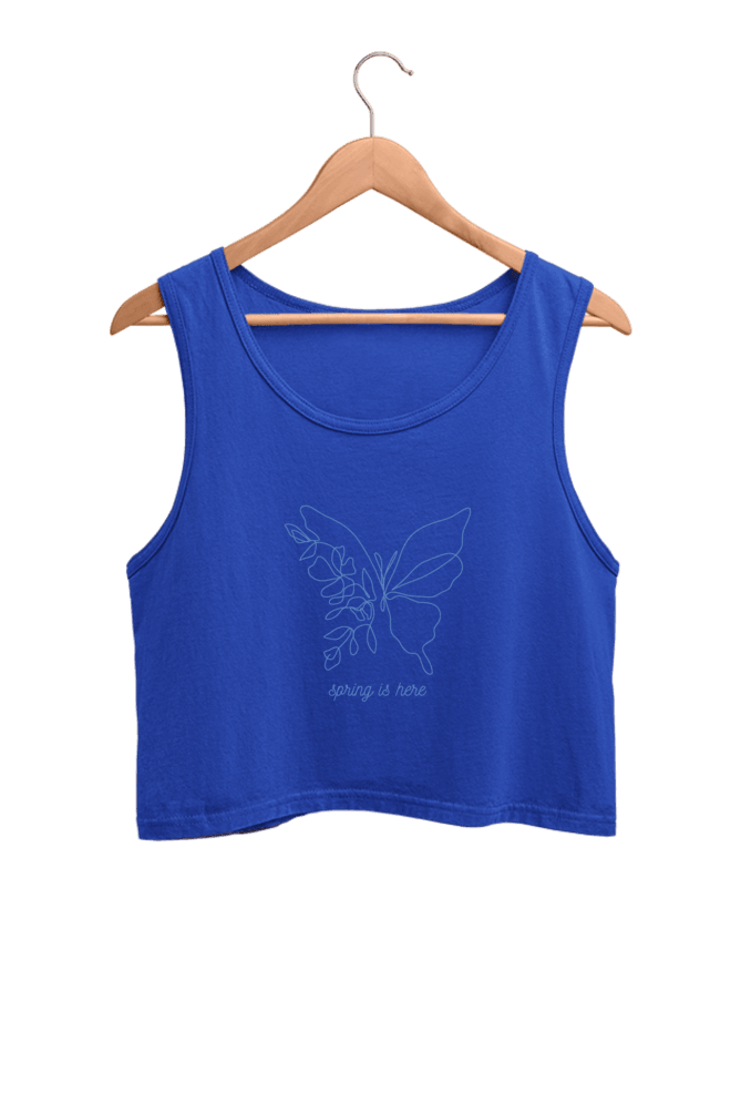 Spring is Here | Women’s Crop Tank | Royal Blue - Avaiya Clothings