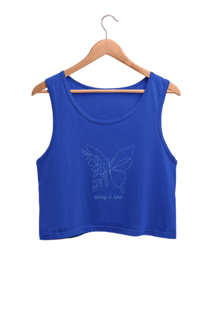 Spring is Here | Women’s Crop Tank | Royal Blue