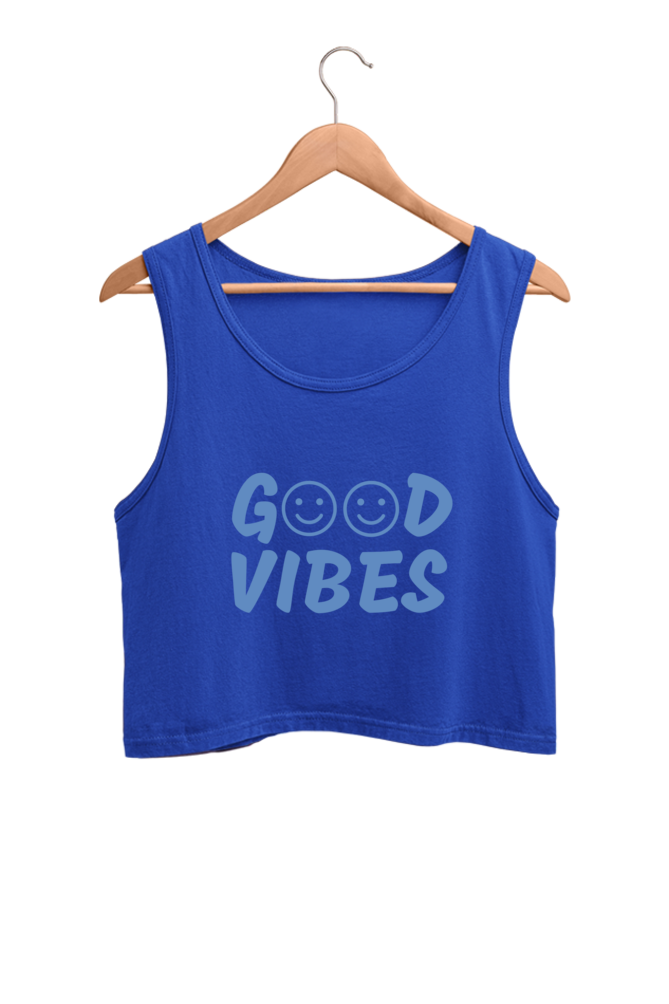 Good Vibes | Women’s Crop Tank | Royal Blue