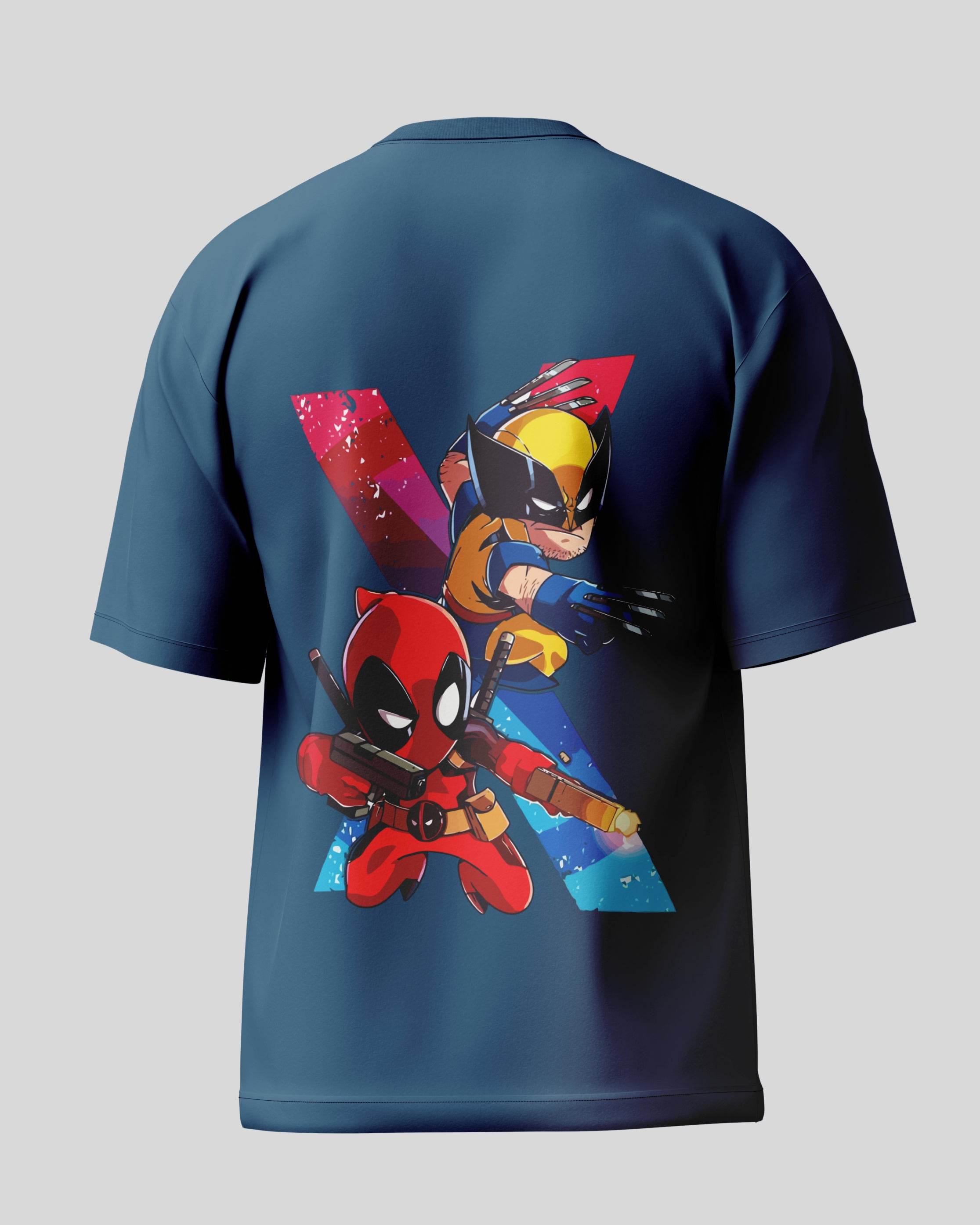 Deadpool & Wolverine Oversized T-Shirt | Petrol Blue | Premium Quality by AvaiYa | Unisex - Avaiya Clothings