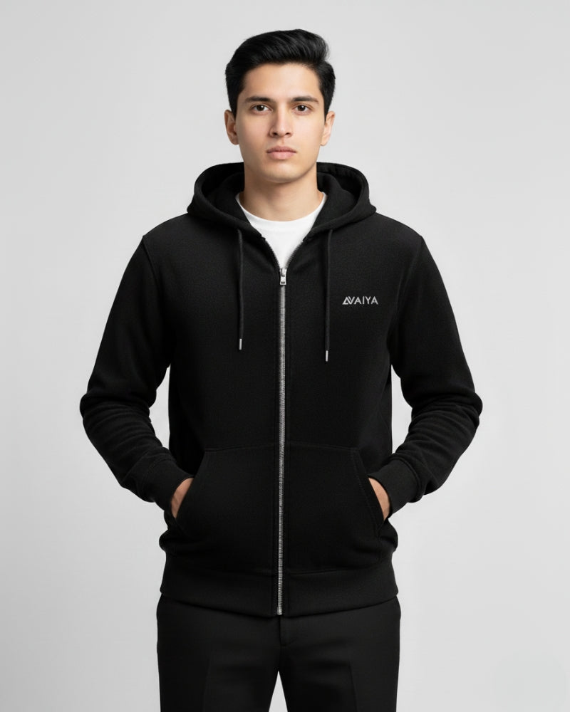 Zipper Hooded Jacket | Black | For Man & Woman
