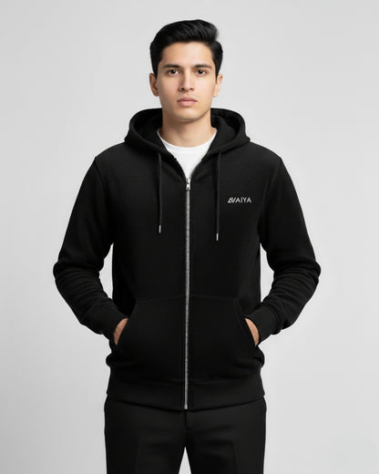 Zipper Hooded Jacket | Black | For Man & Woman