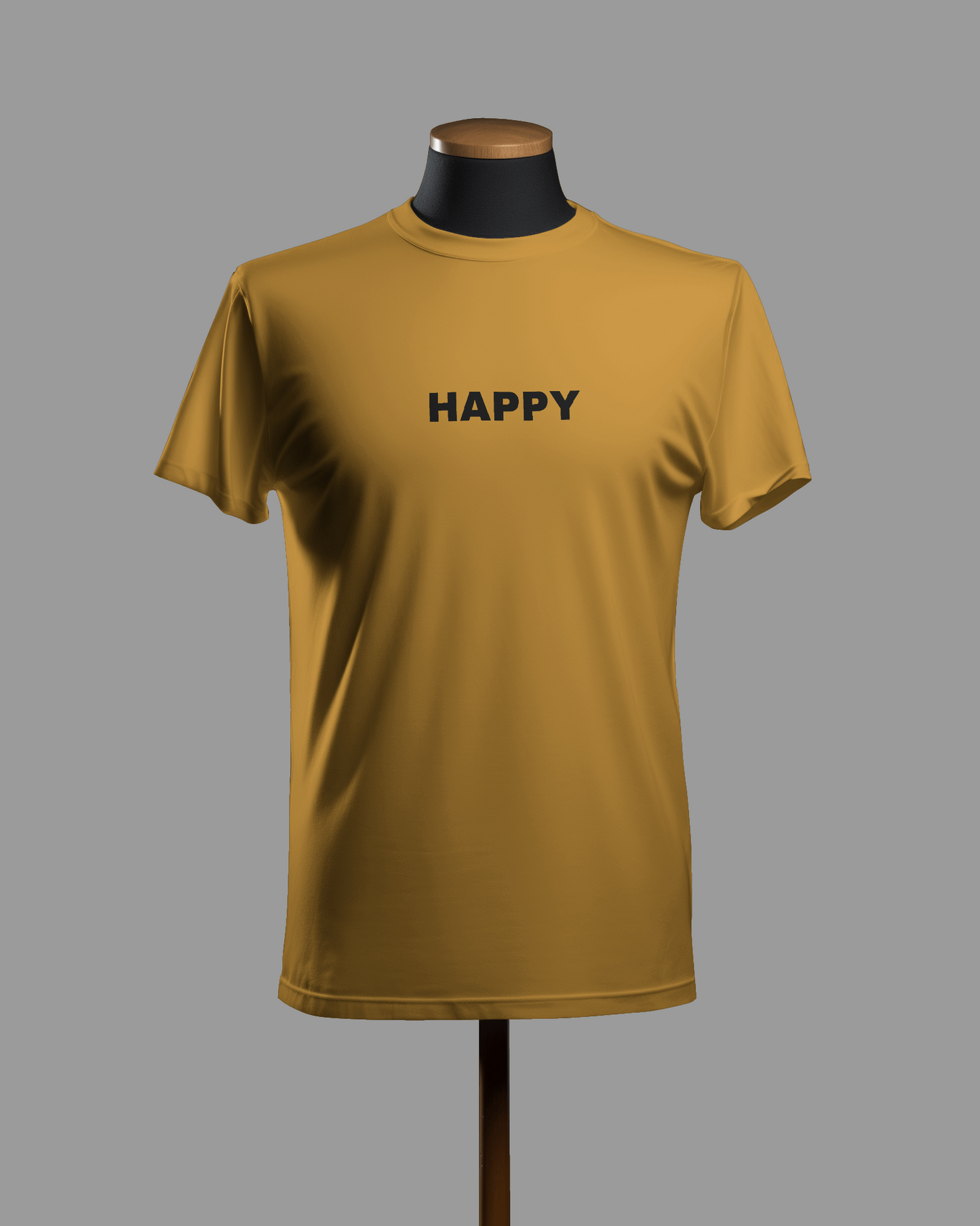 Happy | Classic T-Shirt | Mustard Yellow | For Man And Woman