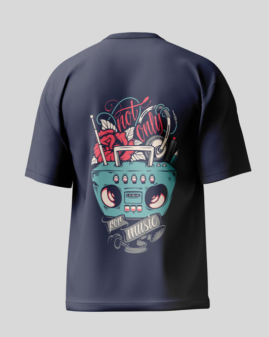 Not Only For music Oversized T-Shirt | Navy Blue | Premium Quality by AvaiYa