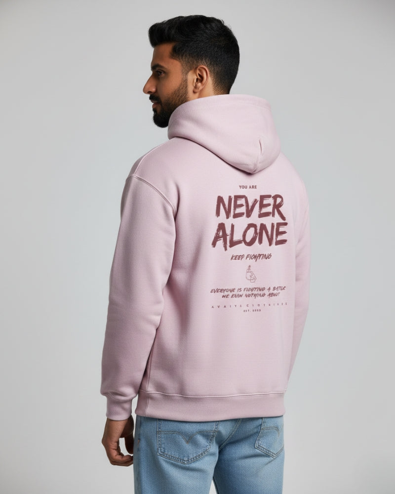 Never Alone | Classic Comfort Hoodie | Unisex | Light Baby Pink