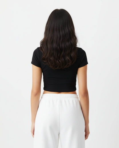 Plain Black Baby Tee For Women - Avaiya Clothings