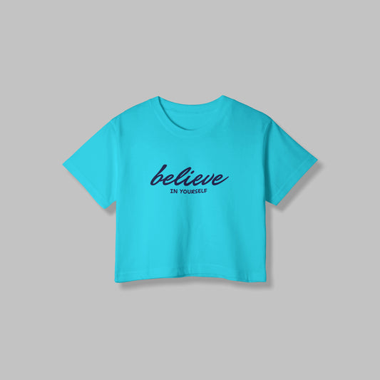 Believe | Women Crop Top | SkyBlue - AvaiYa Clothing's