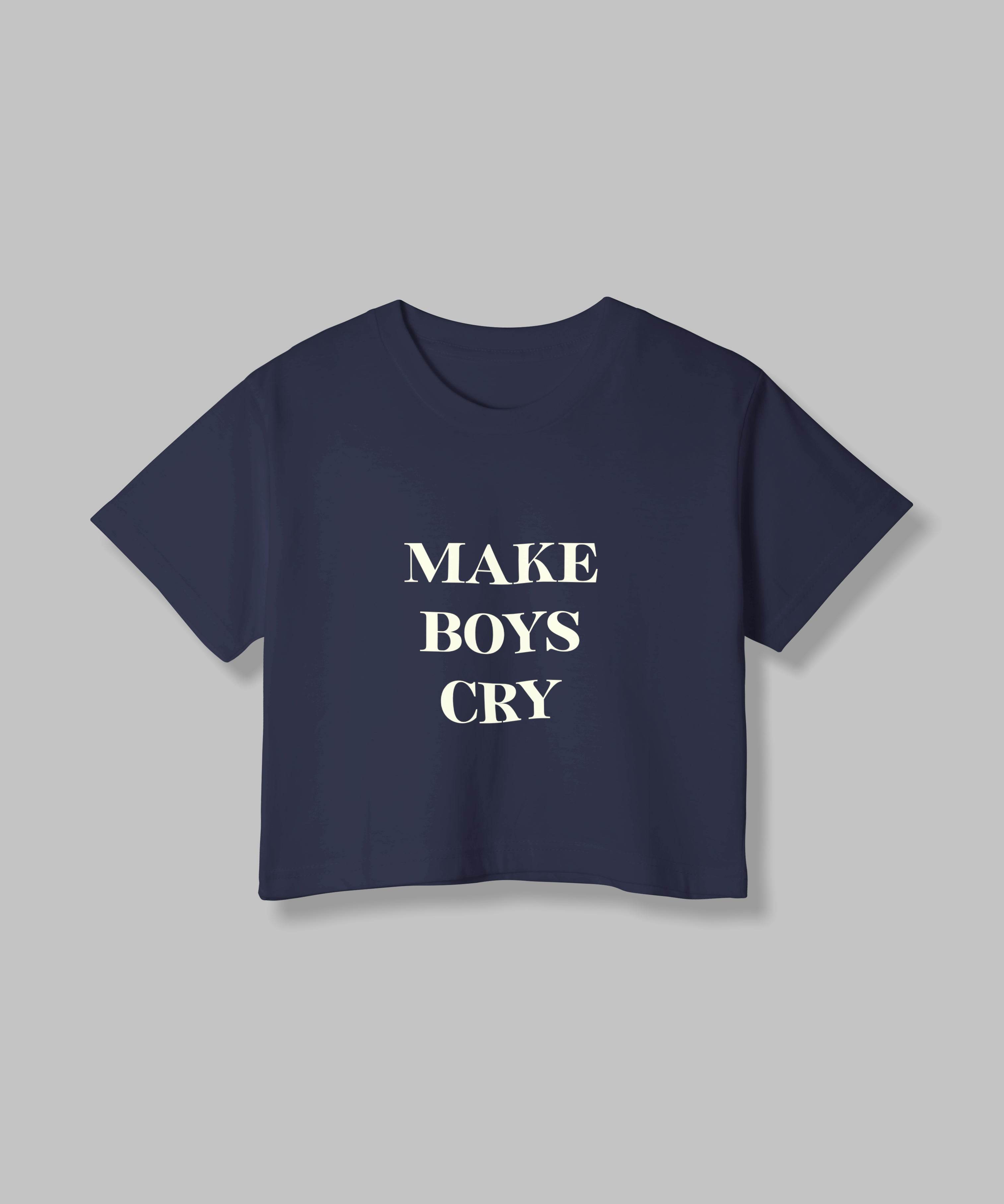 Make Boys Cry | Women Crop Top | Navi Blue - Avaiya Clothings