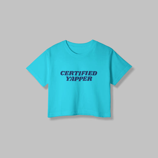 Certified Yapper | Women Crop Top | SkyBlue - AvaiYa Clothing's