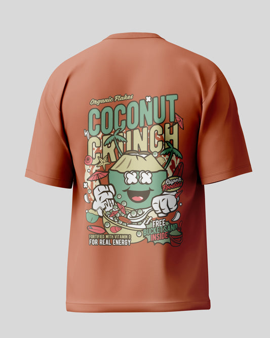 Coconut Crunch Oversized T-Shirt | Coral | Premium Quality by AvaiYa | Unisex