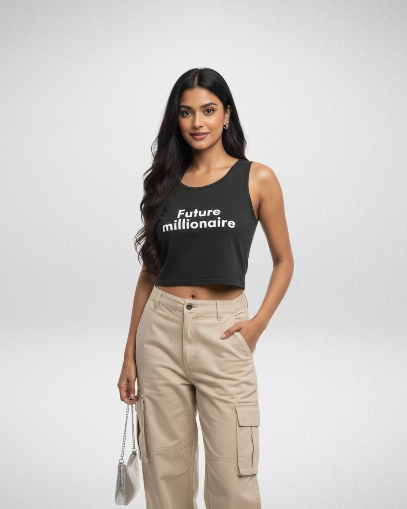 Future Millionaire | Women’s Crop Tank | Black