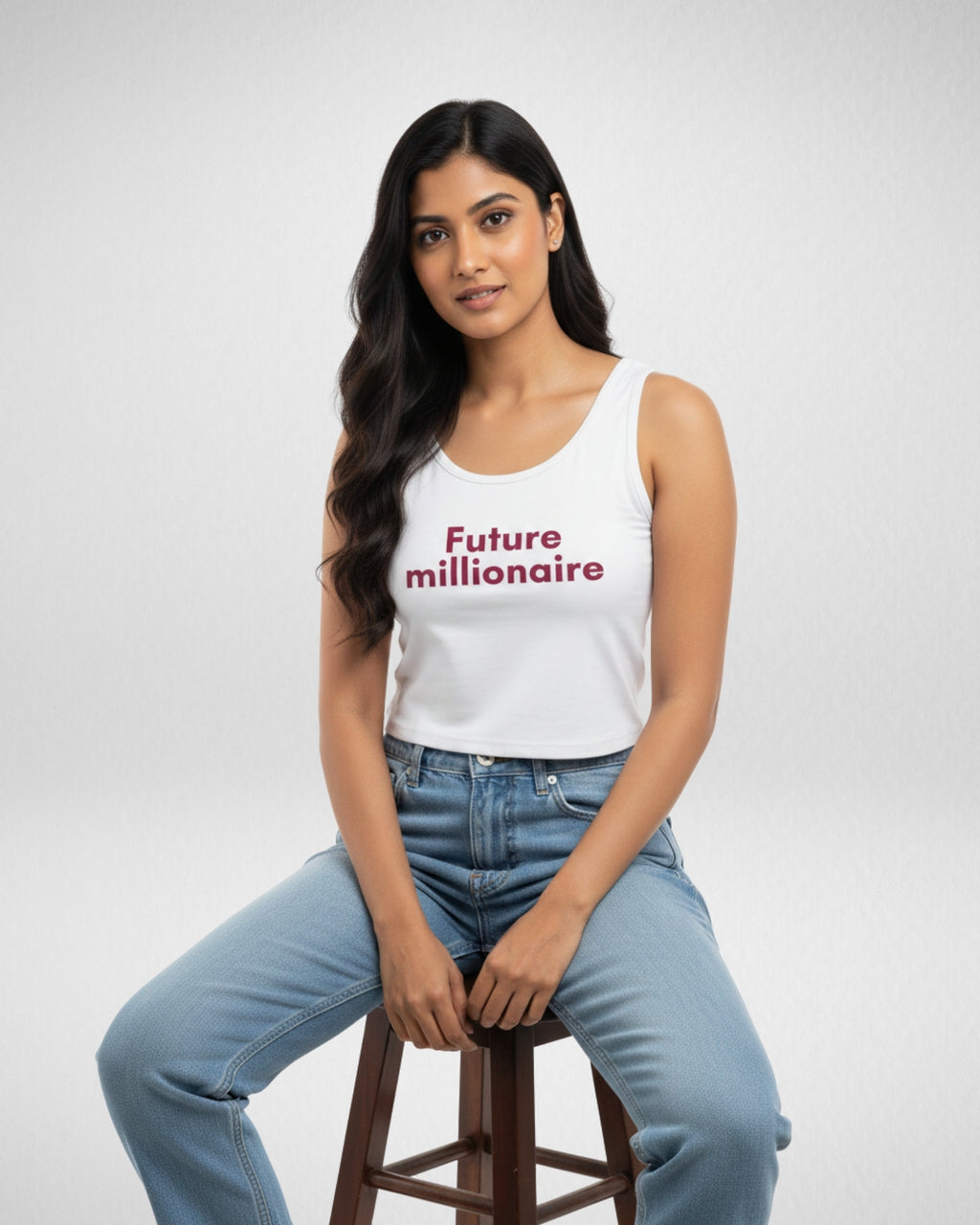 Future Millionaire | Women’s Crop Tank | White