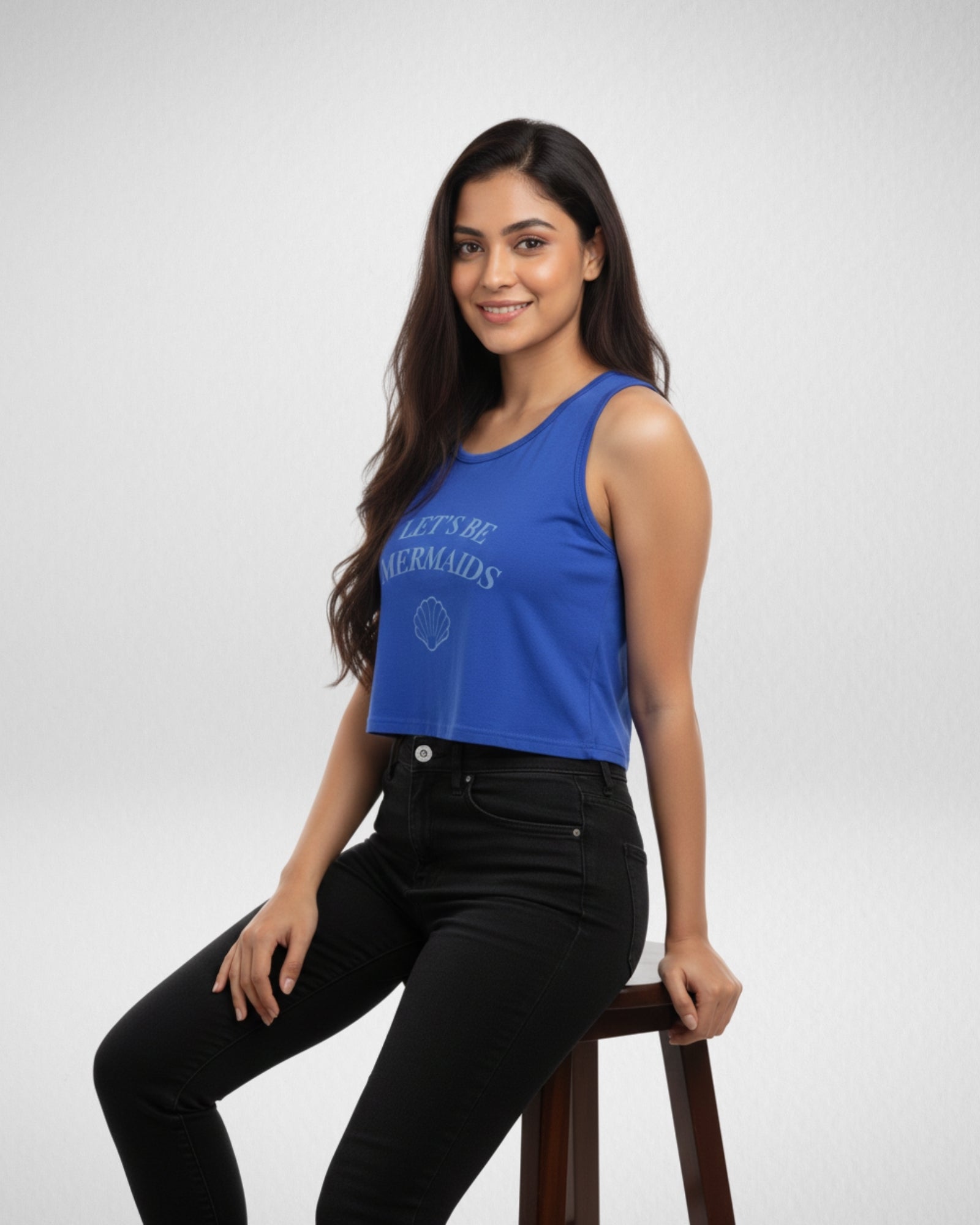 Let's Be Mermaids | Women’s Crop Tank | Royal Blue