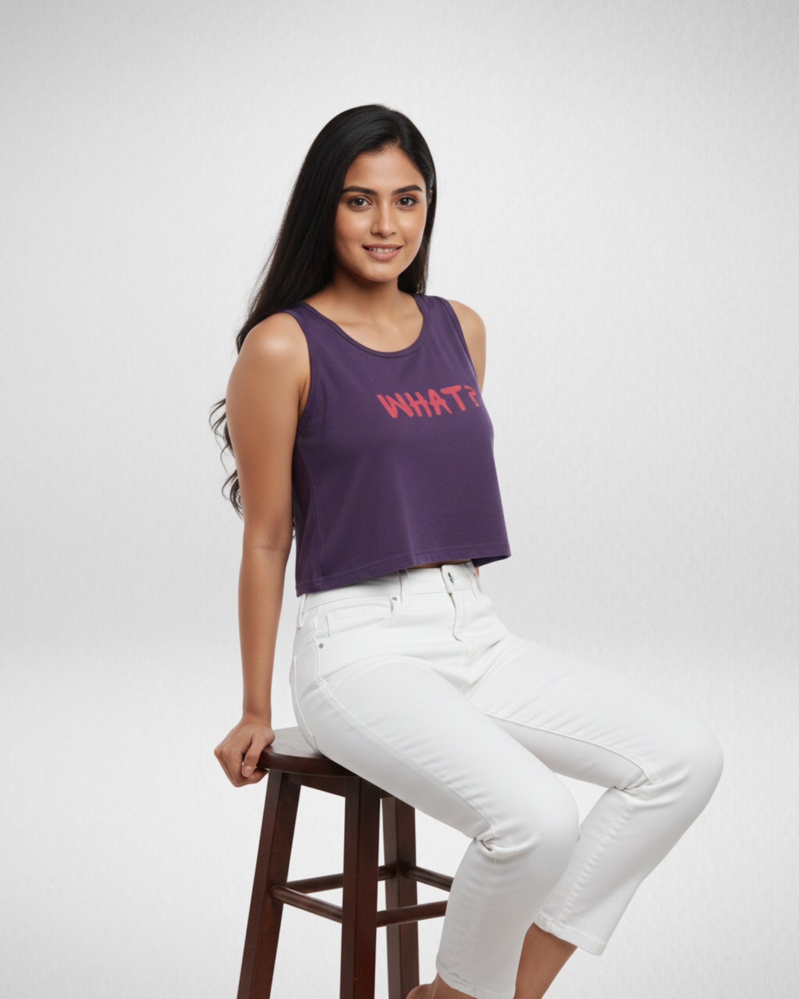 What? | Women’s Crop Tank | Purple
