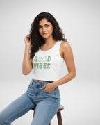 Good Vibes | Women’s Crop Tank | White